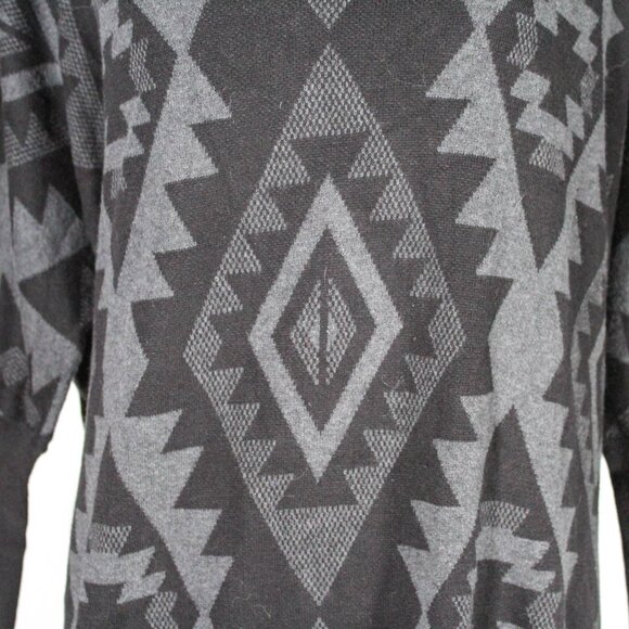 2010s Southwestern Print Black and Gray Poncho Tunic – Size M/L - Picture 3 of 6
